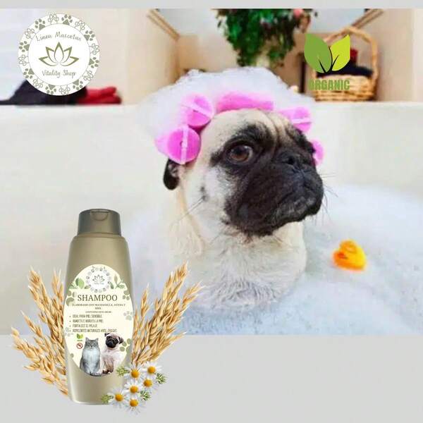 Shampoo Orgánico Avena Piel Sensible Mascota Pug 300 ml