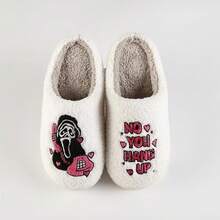 Cozy Plush Halloween Pumpkin Slippers, Non-Slip Fluffy Design - 組合-b - 查看 7