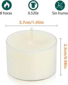 50 piezas de velas de té de 8 horas sin fragancia natural, velas de té sin aroma.Sin humo y sin olor, perfecto para aniversarios, Navidad y Halloween (50 piezas, blancas, 8 horas). - blanco - Ver 12