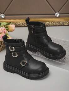 1 par de botas de moda lindas para niños y niñas, botas cálidas para exteriores, botas casuales para niños pequeños, botas para todas las estaciones