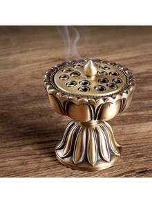 1 pieza Ornamento de incienso de sándalo para el hogar, quemador de incienso de loto, artesanía decorativa, quemador de incienso de aleación, accesorios para la sala de estar, templo para decoración del hogar, hornillo, quemador de aromas, suministros de altar, decoración espiritual, decoración del Día de San Valentín, decoración de Pascua