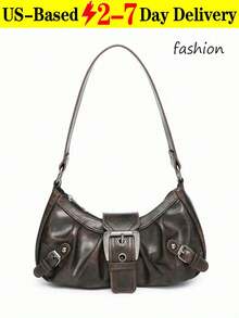 [US-Based Shipping]1pc Women Retro Biker Chic Studded Adjustable Strap Crossbody Bag, Large Capacity Soft Gradient Leather Shoulder/Underarm Bag, Suitable For Work, Dating, Parties, Vintage Bag For Women, Halloween Purse Perfect For Fancy Party Halloween Fashion & Gothic Fashion,Cool Girls Street Wear, Perfect For Music Festival, Concert, Rock Style Bag For Women, Japanese Bag, Y2k Bag, Gothic Punk Bag For Women, 2000s Fashion Style Bag For Women, Vintage Bag For Women, Street & Japanese Bag For Women,Buckle Punk Hobo Shoulder Bag Clutch Purses Bags,PU Leather Women's Handbag, Versatile Retro Small Bag, Fashionable Crescent Moon Bag,Shoulder Underarm Bag, Women Retro Biker Chic Studded Adjustable Strap Crossbody Bag, Large Capacity Soft Gradient Leather Shoulder/Underarm Bag, Suitable For Work, Dating, Parties, Vintage Bag For Women,Perfect For Fancy Party Halloween Fashion,Women's Fall Clothing Winter Clothing Christmas Halloween Gift - 棕色 - 查看 10