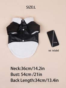 时尚 PU 皮革黑色毛绒防风保暖宠物外套，适合中小型猫狗，适合秋冬季居家和户外穿着 - 黑色 - 查看 12