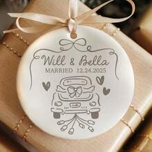 First Christmas Married Ornament, Just Married Car Ornament, Personalized Wedding Gift, CouplesOrnament 2025, Custom Gift For Bride Groom