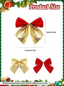 12 件圣诞树装饰，圣诞蝴蝶结，圣诞树蝴蝶结装饰，闪亮圣诞装饰，适合圣诞节冬季假期家居装饰、场景装饰、房间装饰、办公室装饰、主题派对装饰、圣诞节