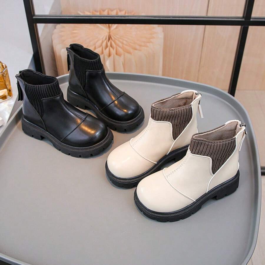 1 Paar Kinder PU-Leder wasserdichte, bequeme, vielseitige, leichte und strapazierfähige Lässig Stiefel für Innen und Außen, Herbst/Winter - Beige - Übersicht 1