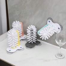 1pc Colorful Practical Cartoon - Style Suction Cup Dishwashing Brush For Kitchen Sink And Bathroom Tile Cleaning, Ideal For Young Couples And Home Cleaners