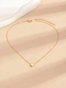 1pc Fashion Stainless Steel Heart Pendant Necklace For Women For Daily Decoration Valentines - Vàng - Xem 5