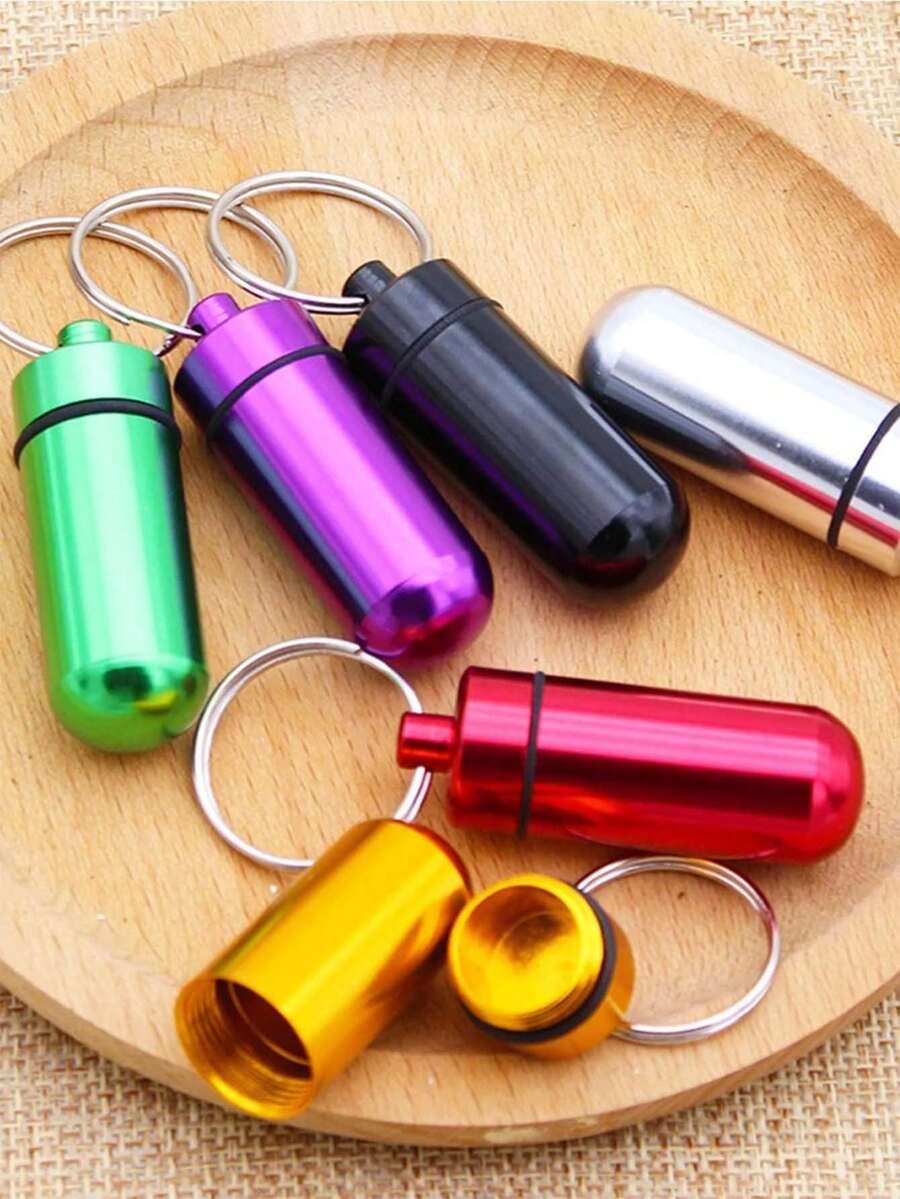 Portable Pill Box Keychain, Aluminum Alloy Mini Pill Case Storage Box, Waterproof Metal Medicine Bottle, Suitable For Outdoor Camping Travel
