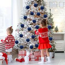 30 piezas de bolas de terciopelo navideñas de 5, adornos colgantes navideños, bolas de terciopelo hechas a mano, decoraciones para árboles de Navidad, para bodas, aniversarios, fiestas, rojo - azul - Ver 4