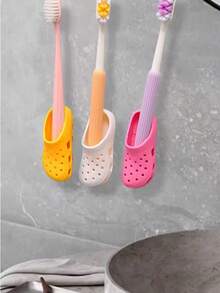 1 Fun Mini Slipper Toothbrush Storage Rack, Non Perforated Wall Mounted Bathroom Toothbrush Rack, Suitable For Kitchen And Bathroom Desktop Storage