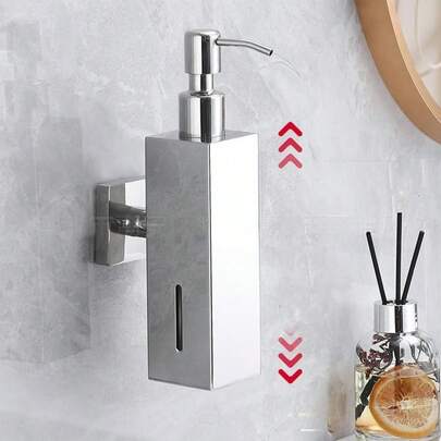 1 件方形 304 不锈钢皂液器，浴室液体皂/洗发水瓶架