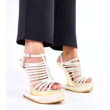 Pink Long Heeled Sandals With Cutouts Eliza - Beige - View 4