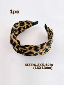 1pc 6.3in/16cm Women's Wide Fashion Versatile High-End Elegant Leopard Print Elastic Twist Headband, Minimalist Hair Accessory Suitable For Daily Casual, Party, Commute, Vacation, Ponytail