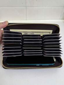 男女通用长款卡包，大容量银行卡套，简约长款钱包，长款手拿包，迷你钱包 - 黑色 - 查看 3