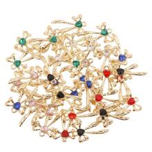 10pcs Mixed Shiny Colorful Heart, Crystal, Bow, Rabbit, Water Drop Elegant Alloy Pendants, Charms For Necklace, Earrings, DIY Jewelry Making - Gold - View 21