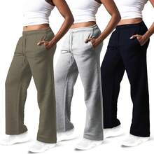 3 Pack Women's Wide Leg Sweatpants Workout And Yoga (Plus Sizes Available) ZQZF - 黑色/中灰/橄欖綠 - 查看 1