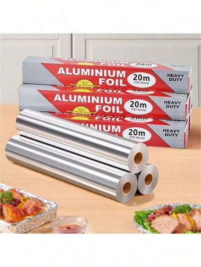 1 rollo de papel de aluminio amigable, clásico y duradero, de 12 pulgadas de ancho, con papel de embalaje de papel de aluminio para barbacoa y rollo de papel de aluminio de alta calidad, adecuado para el envasado y almacenamiento de alimentos