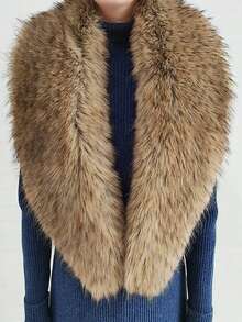 1. Faux Fur Collar & Cuff Set, Warm Faux Fur Scarf, Fluffy Oversized Furry Shawl Wrap For Women In Winter, Suitable For Dresses, Christmas Decoration - Multicolor - View 65