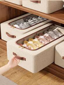 Foldable Fabric Shoe Storage Box With Transparent Cover, Shoe Organizer Box - Multicolor - View 6