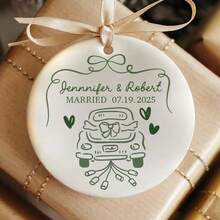 First Christmas Married Ornament, Just Married Car Ornament, Personalized Wedding Gift, CouplesOrnament 2025, Custom Gift For Bride Groom
