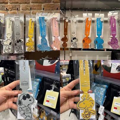 SNOOPY 1 件史努比儿童行李牌动漫人物可爱创意旅行登机牌行李牌吊牌标志装饰礼物圣诞袜填充物、圣诞礼物、圣诞节、圣诞装饰（款式随机）