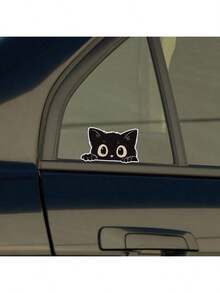 适用于汽车、摩托车和电动车的防水黑猫贴纸 - 可爱的偷看猫设计，自粘乙烯基贴花，非常适合划痕遮盖和车辆定制，摩托车贴花 - 均碼 - 查看 4