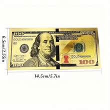 10 Gold Hundred Yuan Banknotes, Colorful Gold Foil Banknote Bookmarks, Used For Attracting Wealth, Positive Energy, Spiritual Blessings, Symbolic Gifts, Gold Coins, Fine Craftsmanship, Plastic Material, Fake Currency, Collectible Banknotes, Gift For Shoppers, Event Decorators - 10 - View 5