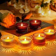 4/5/10/15 Candle Holders Set, 5.5cmX3.5cm Small Glass Tea Light Votive Candle Holders (Candles Not Included), Very Suitable For Wedding Table Center Decorations And Halloween, Christmas Holiday Parties, Birthday Parties, Home Decoration, Room Decoration, Etc.