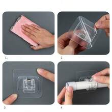 4pcs/2pcs No Drill Adhesive Shower Curtain Rod Brackets, Sturdy Adhesive, Suitable For Easy To Drill Locations. 4pcs Curtain Rod Hooks - Heavy Duty Clip-On Curtain Rod Brackets, No Drill Adhesive Brackets, Suitable For Door Curtains, Tension Rods, No Drill Curtain Rod Brackets