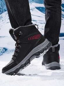 Thickened And Velvet-Lined Winter Men's Snow Boots, High-Quality Non-Slip Men's Hiking Boots, 2025 New Design, Large Size Shoes, Non-Slip Hiking Shoes, Combat Training Boots, Men's Autumn And Winter Boots, Men's Outdoor Hiking Boots, Outdoor Sports Casual Shoes, Long Boots, Black Boots, Gray Boots, Sand Boots, Brown Boots, Men's Cycling Boots Suitable For Cold Weather In Autumn And Winter, Sizes 39-47 (Asymmetrical Pattern)