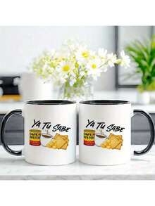 Inspirational Spanish Mexico Printing Coffee Mug With Tea And Biscuit Pattern, 11oz Ceramic Family Mug Water Cup Ideal Birthday/ Anniversary Presents For Women, Men, Friend, Coworker, Family - Hồng - Xem 5