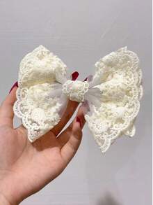 1pc Women's Elegant Embroidered Lace Bow Hair Clip, Ponytail Half-Up Hair Accessory, Suitable For Dresses, Vacation, Daily Outfits, Bohemian Style, Claw Clips, Hair Slide, Hair Barrettes, Cute Accessories