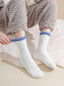 6 Pairs Of Fuzzy Socks Soft Cozy Fluffy Slipper Winter Warm Plush Socks Christmas Stocking Stuffers Gifts For Women Autumn - Multicolor - View 3