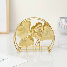 1pc Ginkgo Biloba Decor Napkin Holder, Gold Napkin Storage Rack For Dining Table - Gold - View 13