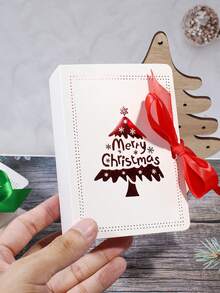 5pcs Christmas Tree Gift Box With Ribbon, Book Style Favor Box For Holiday Candy, Cookies, Chocolates, Elegant Merry Christmas Packaging, Design, Perfect For Xmas Party, Wedding, Family Celebration, Gift Wrapping - 12.7X9X4cm - View 8