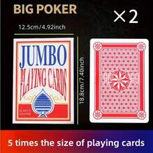 54张/套超大可重复使用耐用扑克牌，巨型婚礼模型扑克，万圣节四人扑克，适合旅行、宿舍和户外娱乐。室内外趣味桌游，派对礼物，创意新奇玩具。派对娱乐、婚礼、生日、周年纪念、单身派对、毕业典礼的理想之选