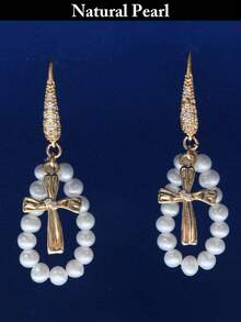 1 Paar modische Perlenohrringe, natürliche weiße Perlohrringe, Alltagstragen & Geschenkbox für Frauen