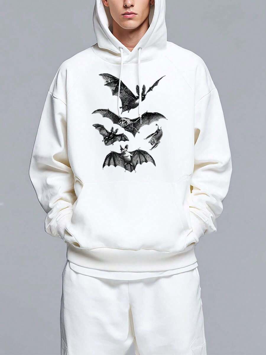 Gothic Hooded Sweatshirt Witchy Clothing Pastel Goth Dark Grunge Tumblr Aesthetic Halloween Vampire Bat Vintage Release The Bats Hooded - White - View 1