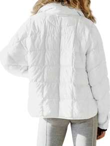 Winter Clothes For Women: Packable Puffer Jacket - Oversized Lightweight Down Coat With Zip Up Design - 白色 - 查看 5