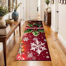 Felpudo con tema navideño, de poliéster, alfombra decorativa para el piso adecuada para la entrada del hogar, sala de estar, dormitorio y cocina