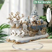 Encantador adorno de árbol de Navidad 2D con pueblo nevado, adecuado para aldea, perfecto para escritorio, escaparate y decoración del hogar - regalo ideal para celebraciones de Navidad y Año Nuevo.