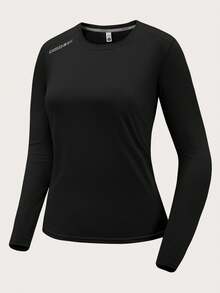 Women's UPF Long-Sleeve Sun Protection T-Shirt – Quick-Dry Ice-Silk Running Top, Lightweight Breathable Gym Shirt With Thumb Holes, Cooling Hiking Base Layer For Spring/Autumn Jogging, Yoga, Fitness & Daily Casual Wear - Black - View 8