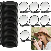 WADY Espejos Compactos, 50 Piezas Espejo de Bolsillo, Espejo de Maquillaje Plegable, Espejo Redondo de Bolsillo, Espejo de Mano Espejo Cosmético, Espejo Plegable Redondo Compacto (Rosa) - Negro - Ver 12