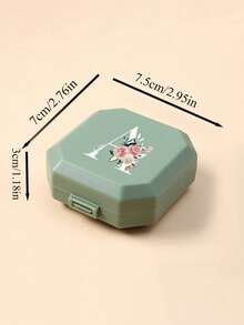6-Compartment Portable Pill Box, Capsule Storage Case, Travel Medication Box, Pill Box, Mini Pill Box, With Floral Letter A-Z (Excluding Q/U), Pill Organizer, Travel Mini Pill Box, Moisture-Proof Pill And Vitamin Container, Medication Dispenser Organizer, Travel Home Camping Outdoor Hunting Medicine Storage Box, Pill Box, Pill Box, Medical Bag Travel Accessory Dorm Essential