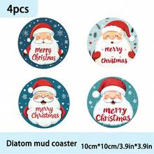 4 buc/6 buc/300 buc Crăciun Fericit Moș Crăciun cu fulgi de zăpadă cu model de noroi cu diatomee, suporturi pentru cafea, decorațiuni multi-ocazie pentru casă și restaurant, cadouri zilnice, decorațiuni de masă, decorațiuni zilnice, decorațiuni pentru petreceri tematice - Multicolor - Vizualizare 9