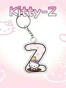 Sanrio 1 Hello Kitty Acrylic Keychain, 26 English Letters, Girl's Keychain With Various Cartoon Patterns Of Hello Kitty, Cute Bag Pendant, Car Keychain, Spelling Pendant, Perfect Birthday Gift, 2D Tablet, Winter Christmas Gift, Holiday Gift, Keychain, Cute Bag Pendant, Pen Bag Pendant. - Multicolor - View 3