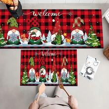 Felpudo con tema navideño, de poliéster, alfombra decorativa para el piso adecuada para la entrada del hogar, sala de estar, dormitorio y cocina