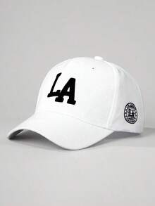 1pc Embroidered LA Baseball Cap, Adjustable Brim Outdoor Sun-Protective Casual Hat, Suitable For Spring, Autumn, Travel, Beach For Men, Y2K Style - 深綠色 2 - 查看 8