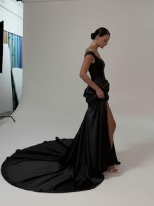 Basrey New Elegant White Spaghetti Strap Bodycon Maxi Dress, Floor Length Gown, Bridesmaid Dress, Suitable For Weddings And Bridesmaid - Black - View 7